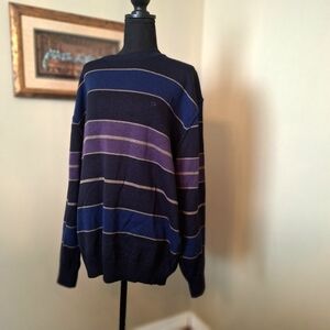 Y2K Men's 50% merino wool striped preppy sweater CLUBHOUSE XL